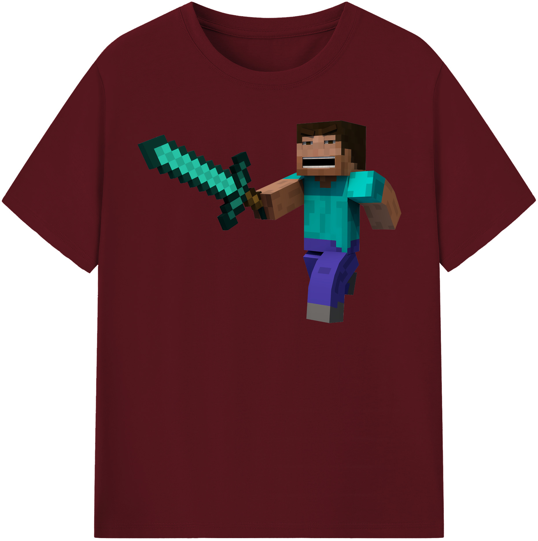（画像用） マインクラフト ブロックの世界 Minecraft MC Block world 綿100％半袖Tシャツ（フロントプリント）